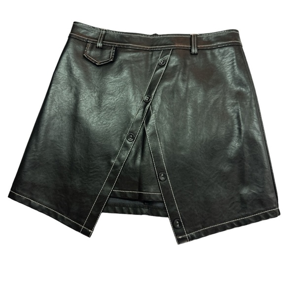Storets Faux Leather Asymmetrical Black Skirt Jr L - Picture 1 of 9